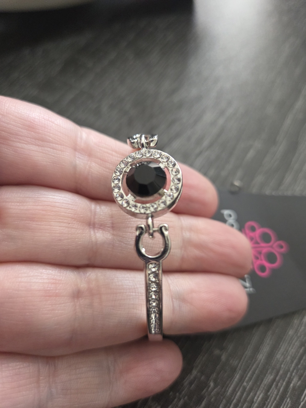 218# Paparazzi Black and Silver Bangle Bracelet